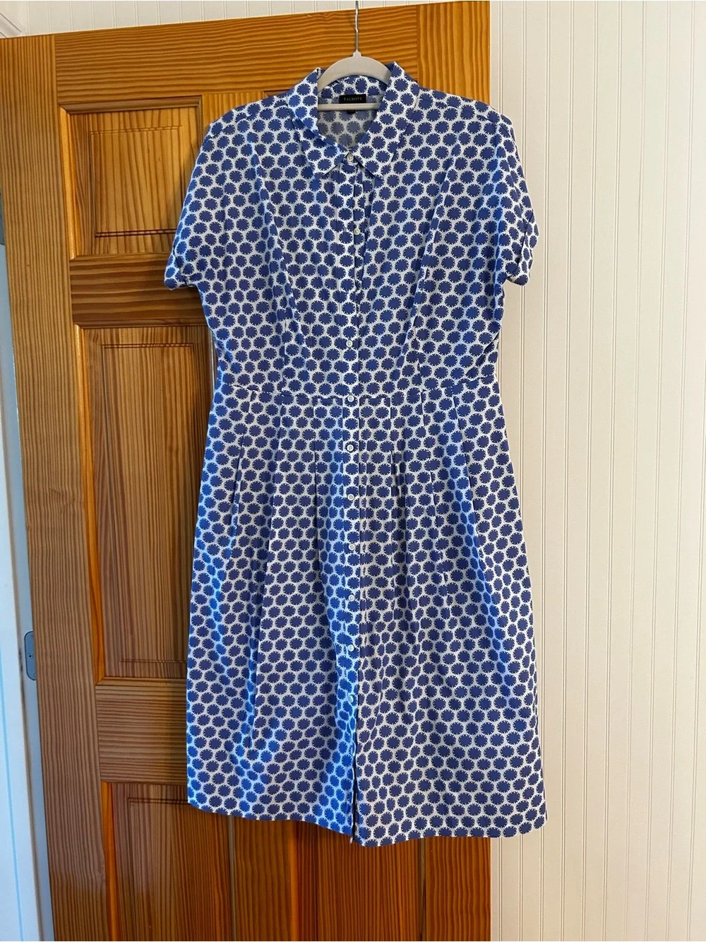 Talbots Blue and White Polka Dot Midi Shirt Dress - Picture 2 of 7